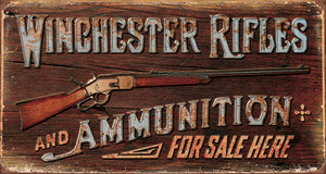 Winchester Rifles & Ammo Man Cave Metal Tin Sign 1862