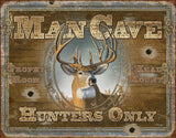 Man Cave Hunters Only Buck Metal Tin Sign 1935