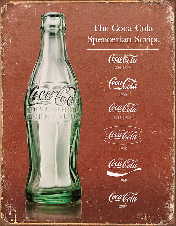 Coca-Cola Coke Script Heritage Weathered Vintage Metal Tin Sign 1952