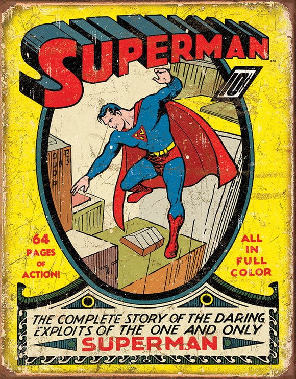 New Superman No. 1 Issue Comic Book Cover Collectible Tin Sign 1968