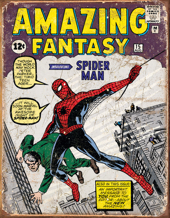 Tin Signs Amazing Fantasy Spiderman Comic Book Cover Vintage Metal Sign 1971