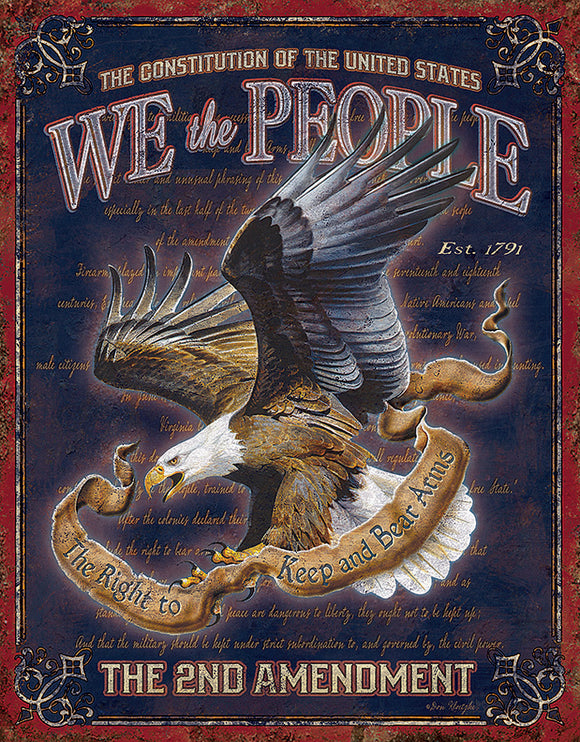 We the People USA 2nd Amendment Right to Keep & Bear Arms Man Cave Tin Sign 1992