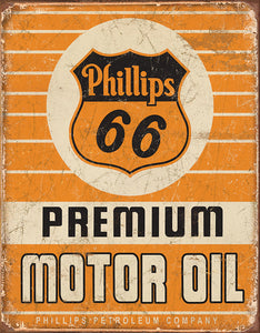 Phillips 66 Premium Motor Oil Orange Collectible Nostalgic Tin Sign 1996