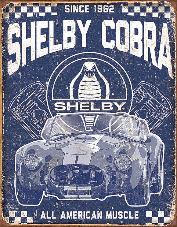 Tin Signs Shelby Cobra All American Muscle Blue/White Metal Sign Wall Decor 2134