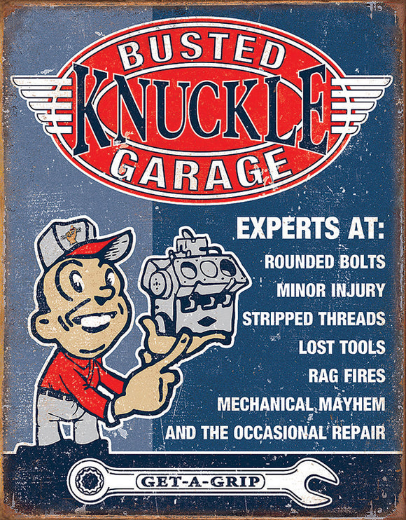 Busted Knuckle Garage Experts Car Man Cave Metal Tin Sign 2144
