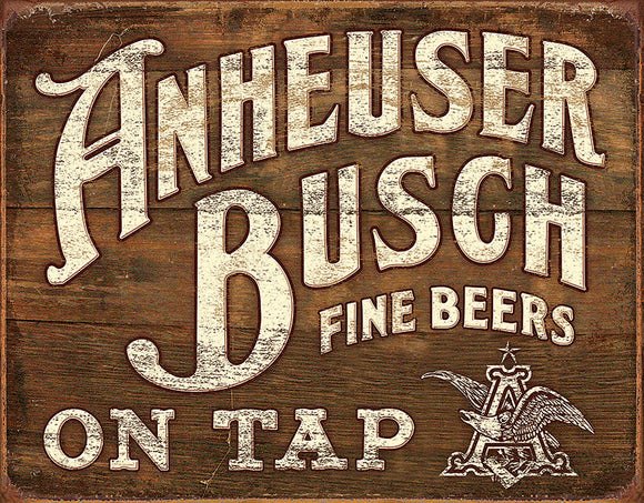 Anheuser Busch Fine Beers On Tap Man Cave Tin Sign 2164
