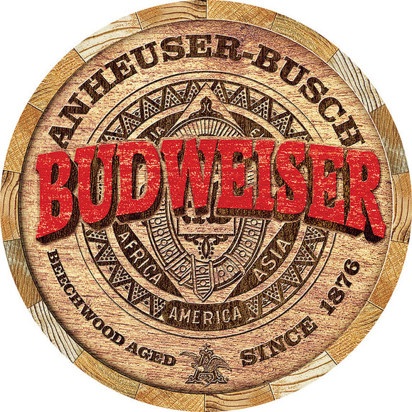 Budweiser Beer Barrel End Round Circle Man Cave Metal Tin Sign 2165