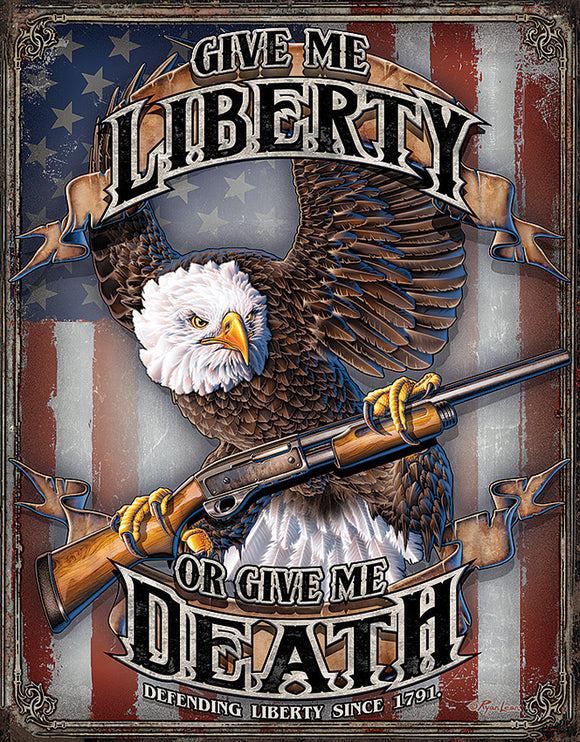Give Me Liberty or Give Me Death American Flag Metal Tin Sign 2185