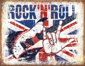 Tin Signs Rock N Roll Red/White/Blue Design Metal Sign Wall Decor 2194