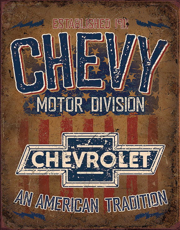 Chevy American Tradition Man Cave Garage Metal Tin Sign 2204
