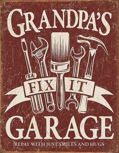 Grandpas Garage Tin Sign Wall Décor 2264