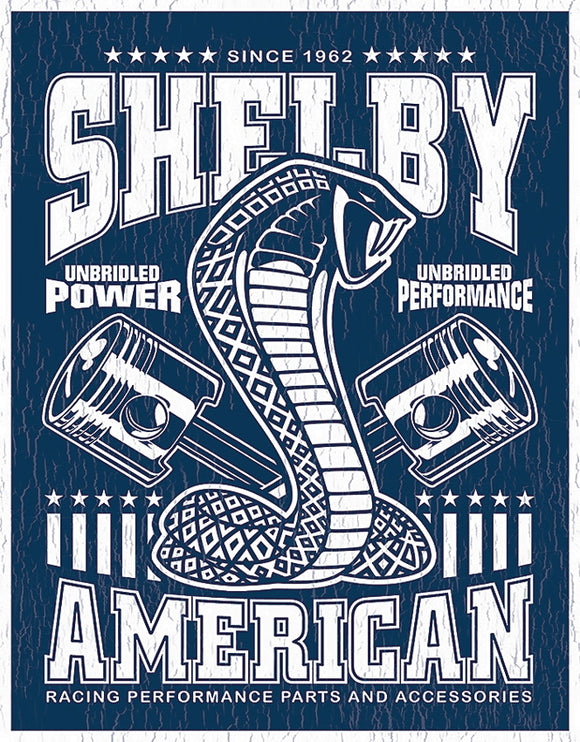 Tin Signs Shelby Unbridled Cobra Design Blue/White Metal Sign Wall Decor 2372