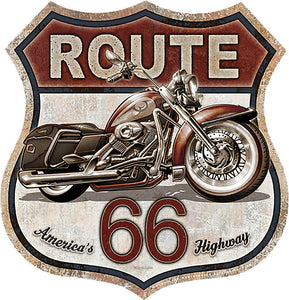 Tin Signs Route 66 Motorcycle Shield Design Metal Sign Wall Decor 2416