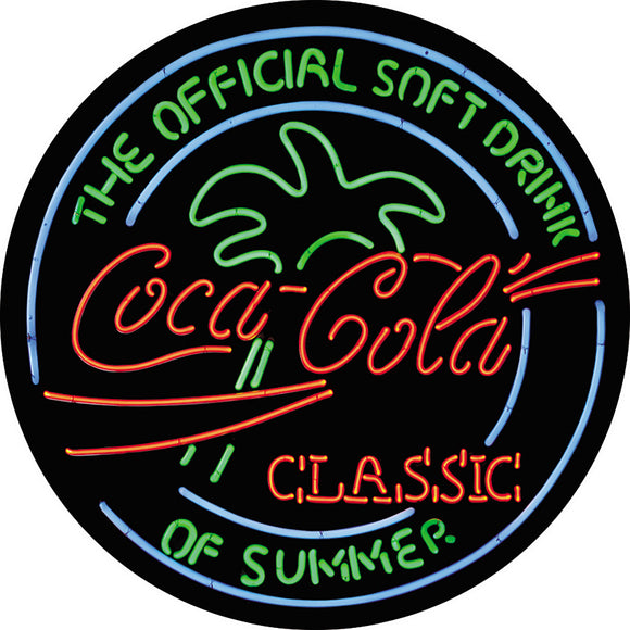 Coke Classic Round Shaped Black/Blue/Green/Red Neon Wall Décor Tin Sign 2426