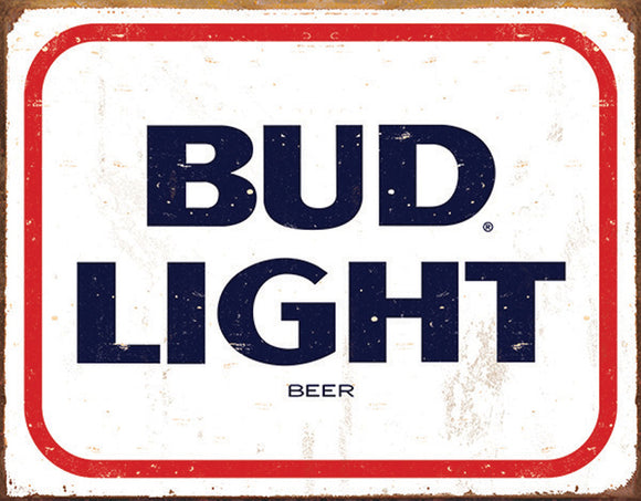 Bud Light Vintage White/Red/Blue Nostalgic Wall Décor Tin Sign 2429