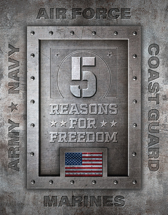 5 Reasons For Freedom Grey Metallic Blue Nostalgic Tin Sign Wall Décor 2432
