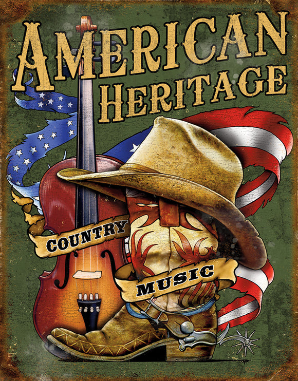 American Heritage Green/Brown/Red Nostalgic Wall Décor Tin Sign 2456