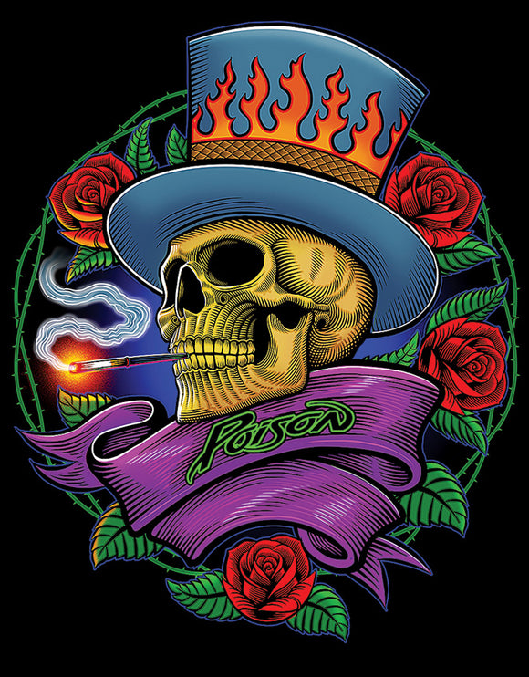 Poison Rose Skull Tan Green & Black Rock Band Tin Sign Wall Décor 2491