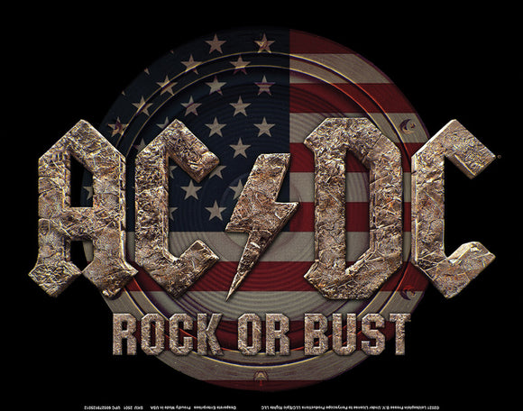 AC/DC Rock or Bust Tan/Black/Red Nostalgic Music Wall Décor Tin Sign 2501