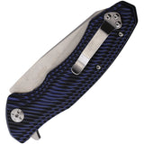 Tassie Tiger Knives FB Linerlock Black & Blue Folding D2 Pocket Knife RT93FBB