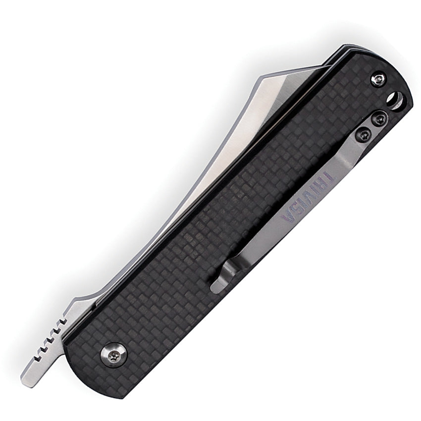 TRIVISA Higonokami Linerlock Carbon Fiber Folding D2 Steel Pocket