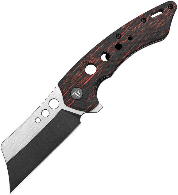 TRIVISA Mensae Linerlock Black & Red G10 Folding 154CM Pocket Knife TY04RB154G