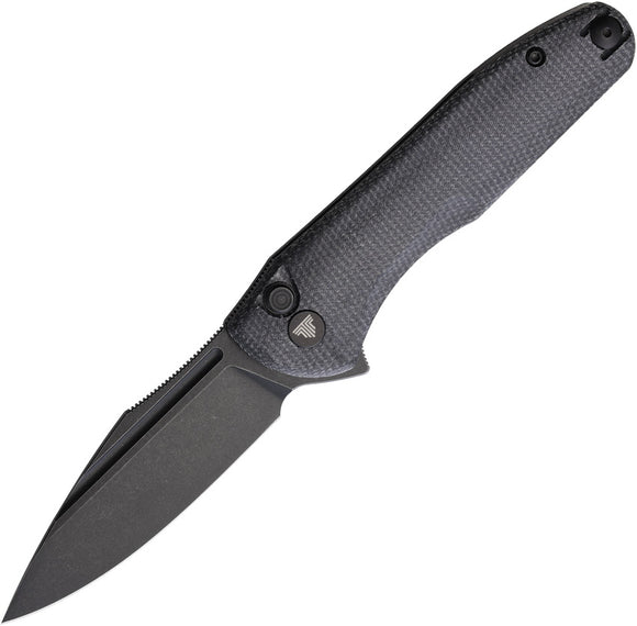 TRIVISA Antliae Button Lock Black Micarta Folding 14C28N Sandvik Pocket Knife TY22BM14