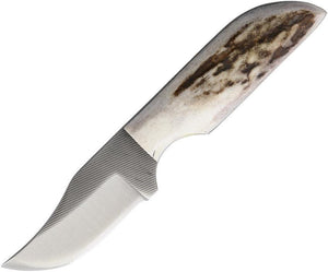 Anza Full Elk Stag Handle 5.13" Fixed Blade Knife w/ Leather Belt Sheath
