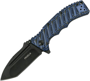 Proelia Linerlock Blue & Black g10 Folding d2 Knife 010blbk