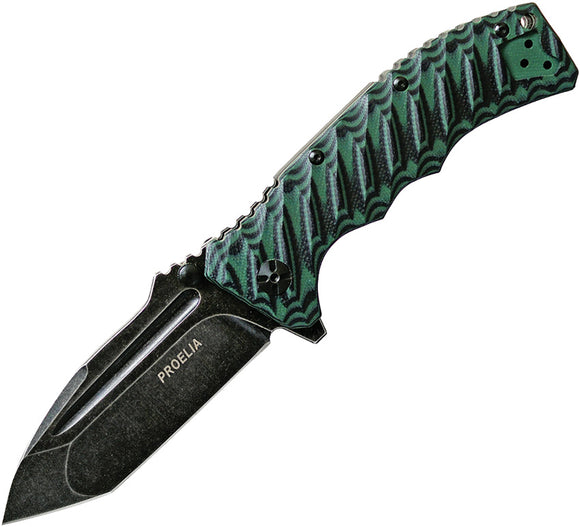 Proelia Linerlock Green & Black g10 Folding d2  Knife 010gnb