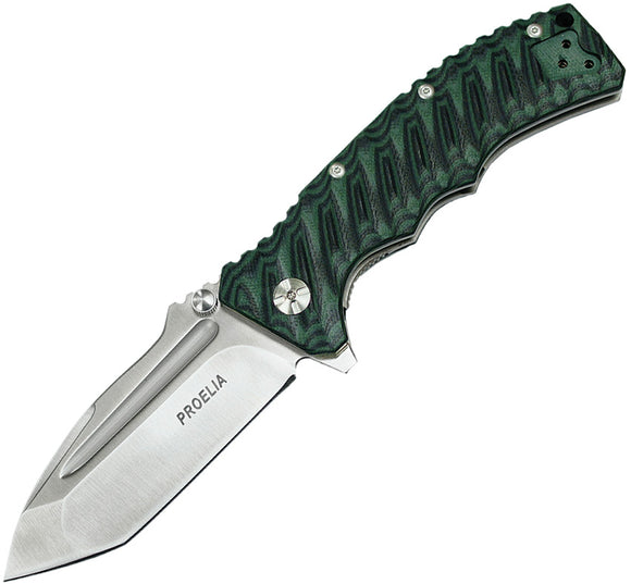 Proelia Linerlock Green & Black g10 Folding d2 Knife 010gns