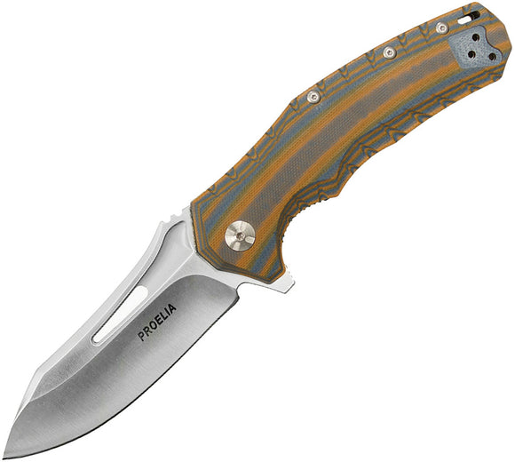 Proelia Linerlock Orange & Gray Folding Knife 020brs
