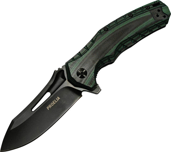 Proelia Linerlock Green & Blackg10  Folding d2 Knife 020gnbk