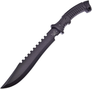 Frost Tac Xtreme Black Stainless Sawback 15.5" Machete w/ Belt Sheath