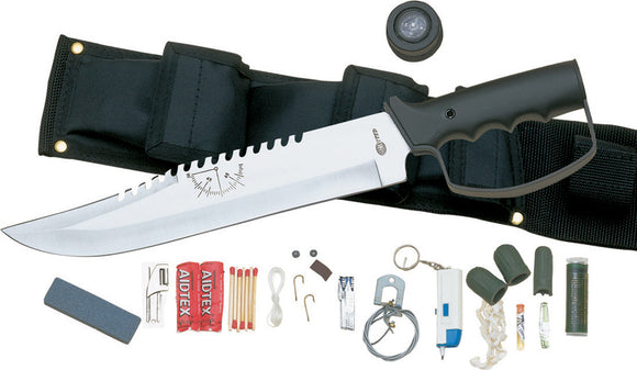 United Cutlery Bushmaster Survival Kit Gear Handle Fixed Sawback Blade Knife 212