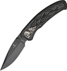 United Cutlery Nova Skull Tailwind A/O Linerlock Black Folding Blade Knife 2690