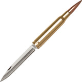 United Cutlery 50 Caliber Brass Plated Bullet Handle Folding Blade Knife 2736