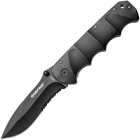 United Cutlery Rampage Linerlock A/O Folding Spear Blade Black Handle Knife 3196
