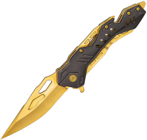 United Cutlery Rampage Linerlock A/O Gold Folding Pockket Knife 3306