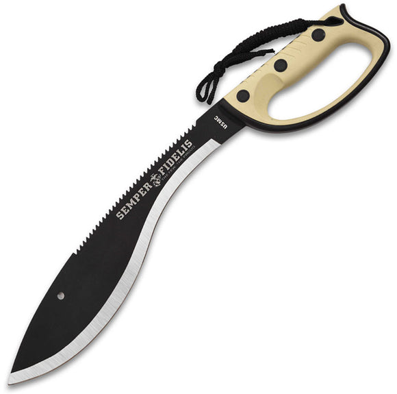United Cutlery USMC Desert Tan Stainless Sawback Kukri Knife w/ Belt Sheath 3469