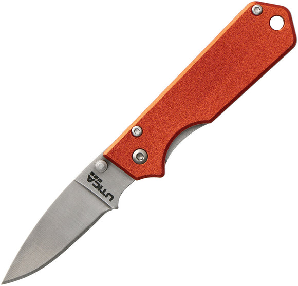 Utica Orange Aluminum Handle Linerlock Folding Pocket Knife 112012o