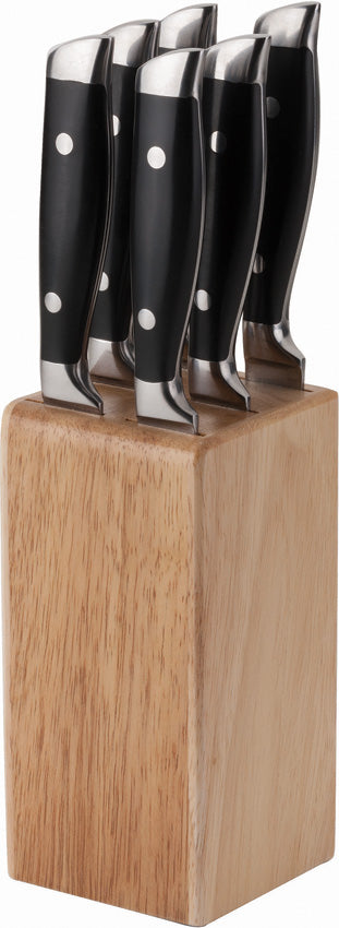Utica Steak Black Smooth Synthetic Stainless Fixed Blade 6pc Knife Set 7593055B6