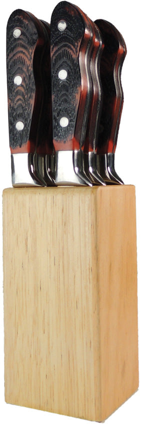 Utica Steak Red Synthetic Stainless Steel Fixed Blade 6pc Knife Set 75940528B6