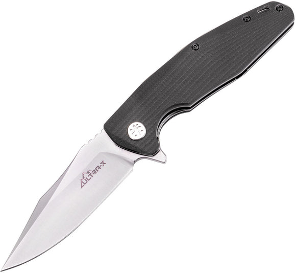 Ultra-X Hugger Linerlock Black G10 Folding D2 Steel Blade Pocket Knife