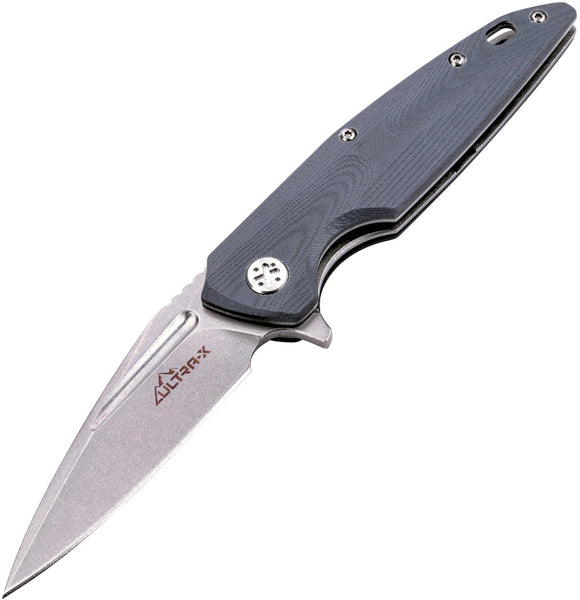 ultra-x bat linerlock gray g10 folding 440 steel blade pocket knife