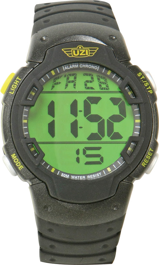UZI Digital Water Resistant Guardian Watch w/ Black Rubber Strap 89R