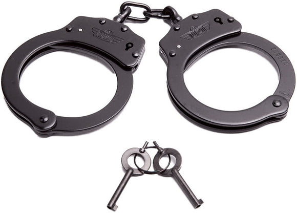 Uzi Handcuffs Black Finishe Steel Chain Link Double Lock HCCB