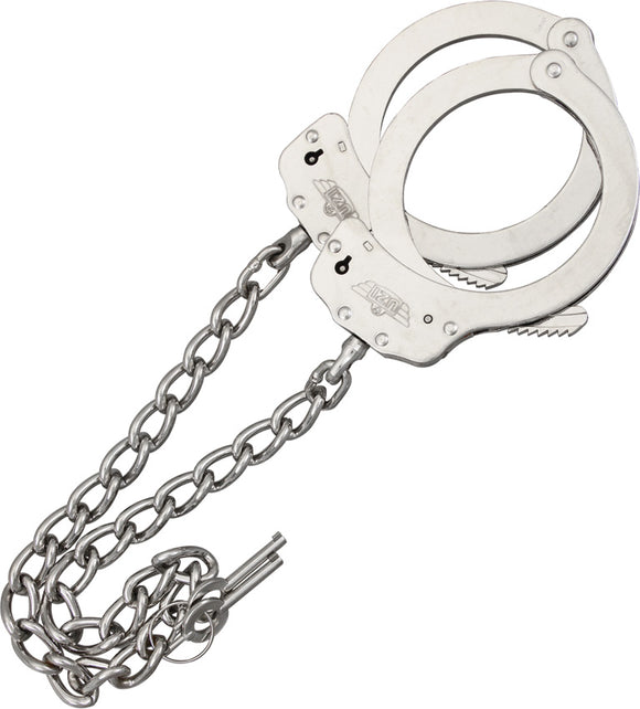 UZI Nickel Plated Steel Double Safety Lock Police Security Leg Cuffs HCLEG