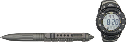 UZI Gray Aluminum Tactical Pen & Water Resistant Watch Combo Set TP2C