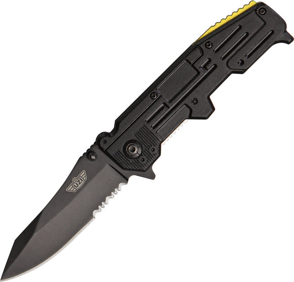 UZI Echo Replica I Linerlock Black Serrated Tanto Point Folding Knife KFDR011